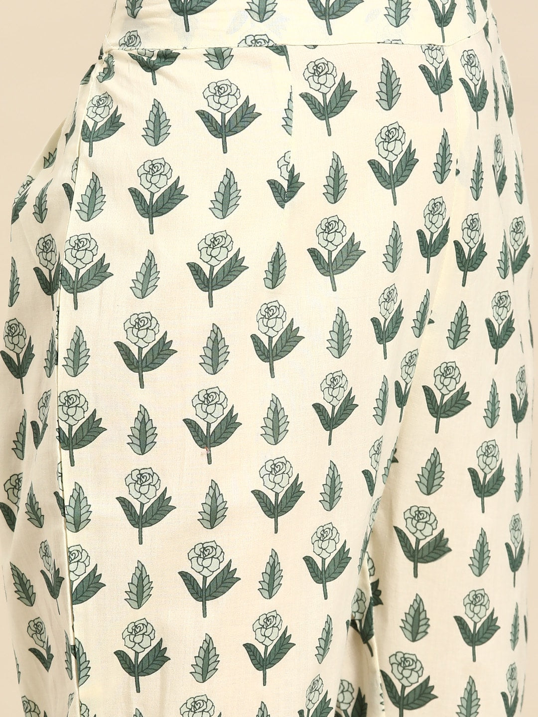 Sangria Floral Printed Angrakha Sequinned Pure Cotton Kurta With Trousers | Grocsy