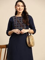 Sangria Women Geometric Yoke Design Kurta | Grocsy