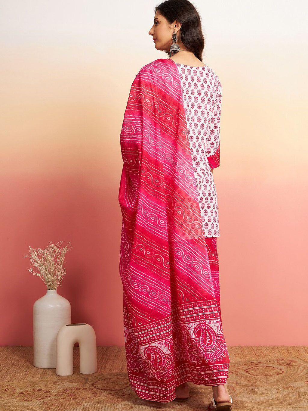Sangria Floral Printed Pure Cotton Kurti With Sharara & Dupatta | Grocsy