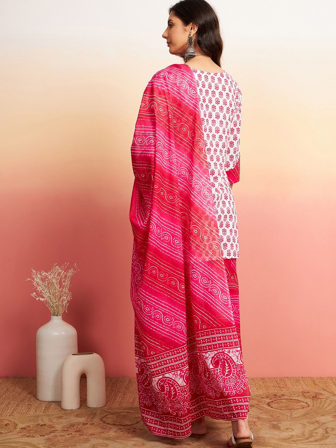 Sangria Floral Printed Pure Cotton Kurti With Sharara & Dupatta | Grocsy