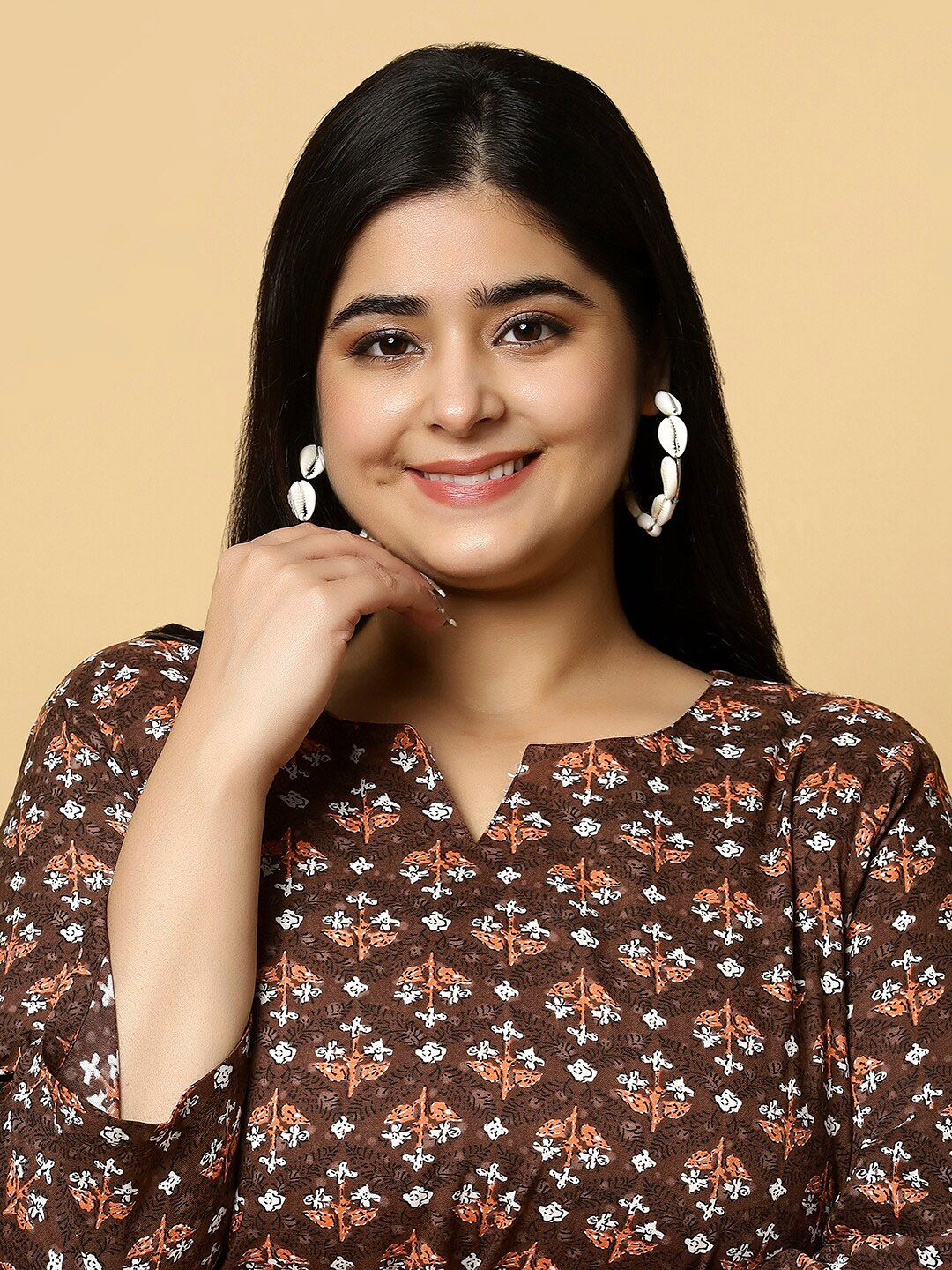 Sztori Plus Size Ethnic Motifs Printed Pure Cotton Kurta | Grocsy