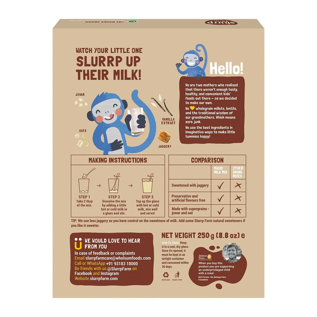 Slurrp Farm Vanilla Magic Milk Mix Sweetened with Jaggery Powder | Grocsy