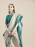 Saree Mall Geometric Silk Blend Saree with Printed border | Grocsy