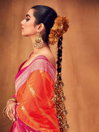 Saree Mall Striped Woven Design Zari Pure Georgette Sarees | Grocsy