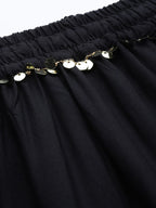 TAG 7 Women Black Solid Flared Palazzos | Grocsy