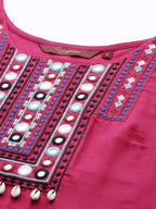 Sangria Geometric Yoke Design Thread Work Kurta | Grocsy