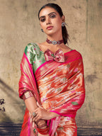 Sangria Rust Ethnic Woven-Designed Festive Saree With Blouse Piece | Grocsy