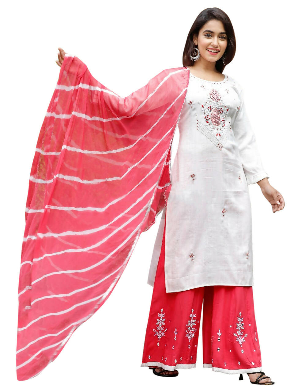 Vamika Embroidery Rayon White Party Wear/Casual Wear Women Kurta Set/Suit | Grocsy