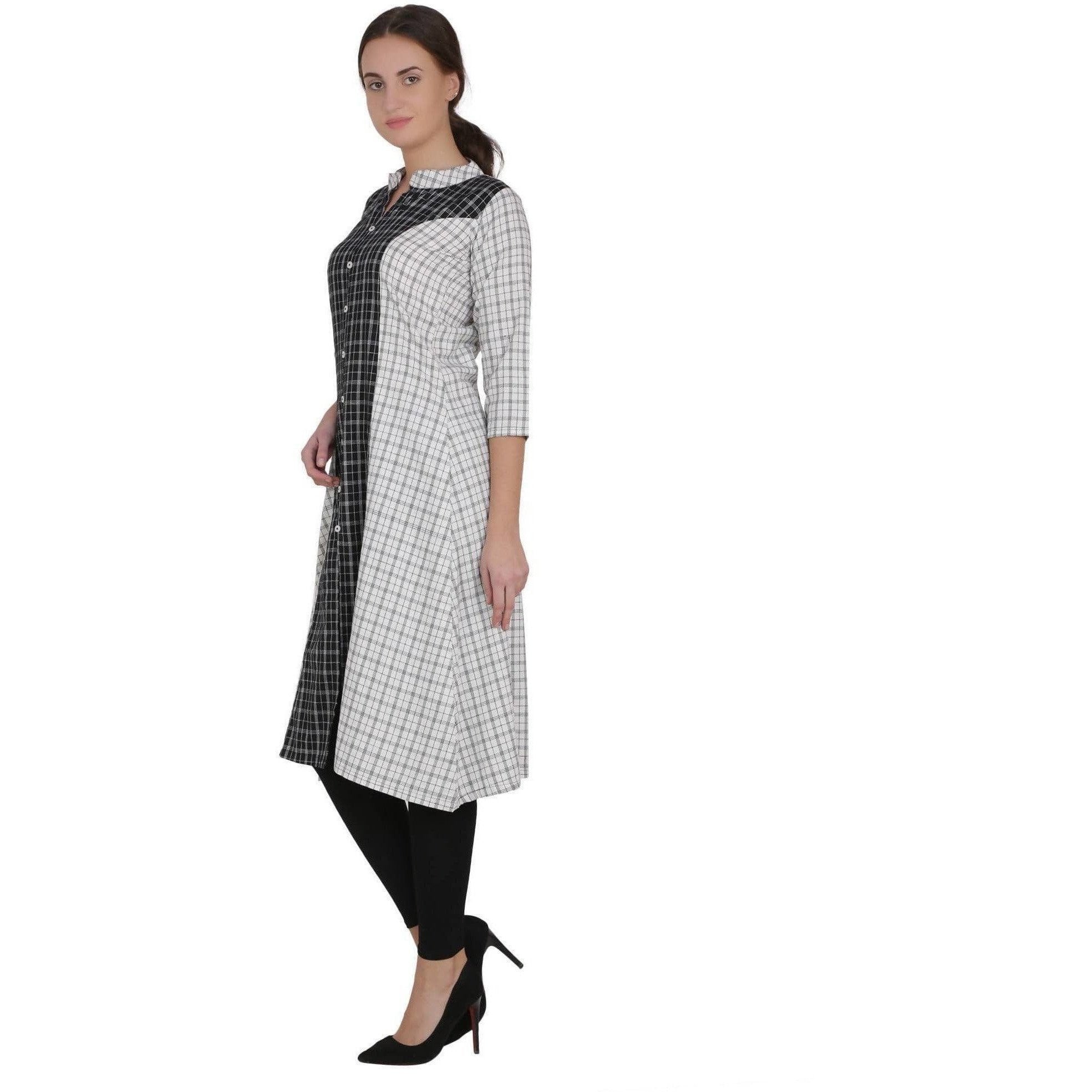 Kanoor Women's Multi Cotton A-Line Kurti | Grocsy