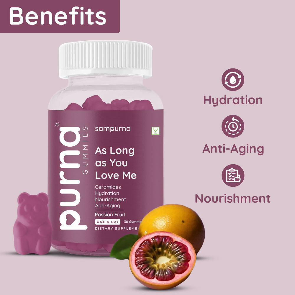 Purna As Long As You Love Me Ceramides Gummies - Passion Fruit | Grocsy