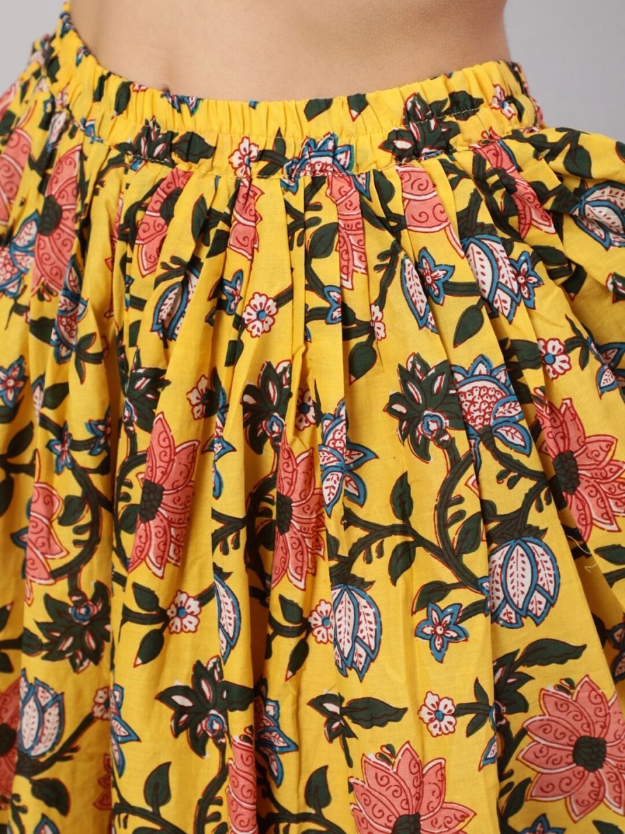 Aks Floral Printed Pure Cotton Kurti With Dhoti Pants | Grocsy