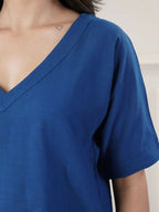 Joban Fashion Women's Royal Blue Co-Ord Set V Neck | Grocsy