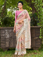 Tikhi Imli Peach Tie and Dye Gotta Patti Organza Saree | Grocsy
