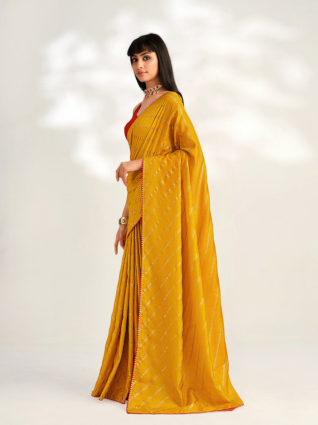 Sangria Striped Silk Blend Saree | Grocsy