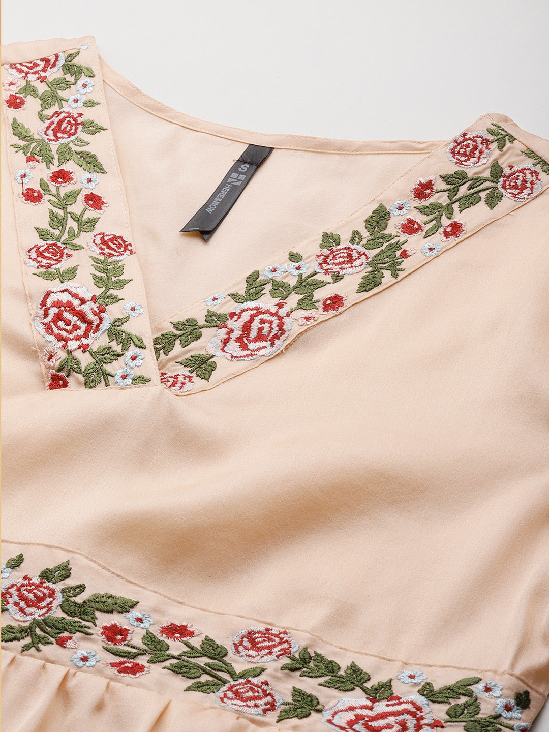 HERE&NOW Women Floral Embroidered Empire A-Line Kurta | Grocsy