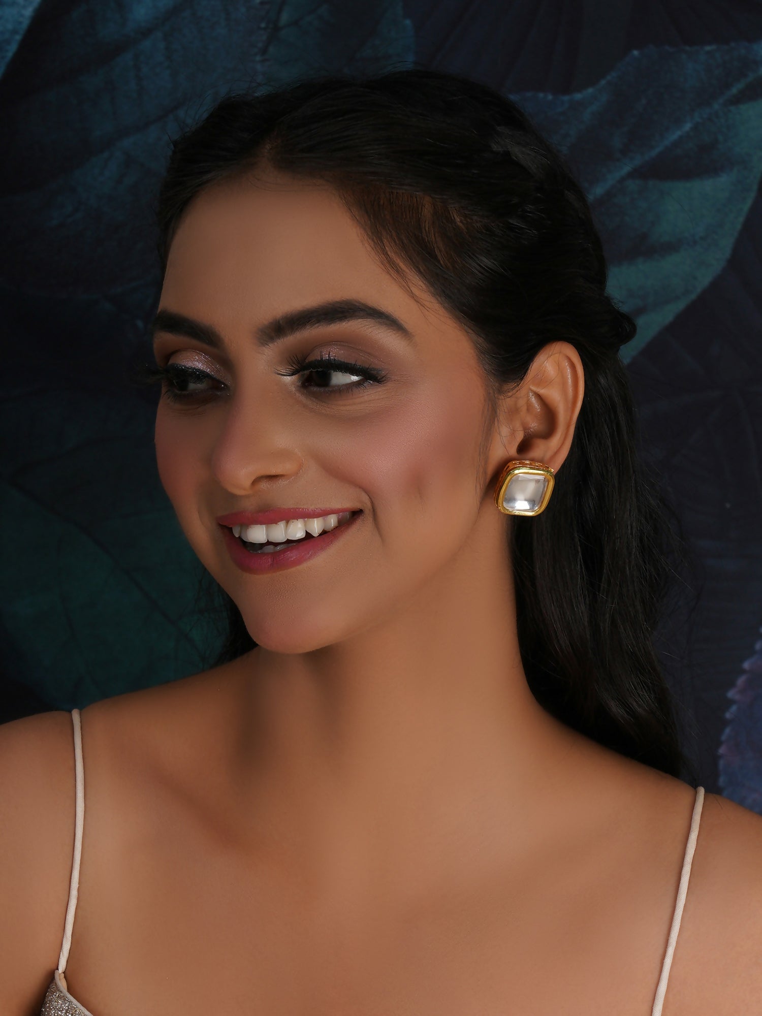 Kundan Studs (Gold) - Ruby Raang