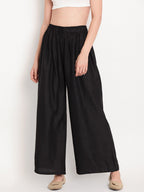 TAG 7 Women Black & Navy Blue Set of 2 Flared Ethnic Palazzos | Grocsy