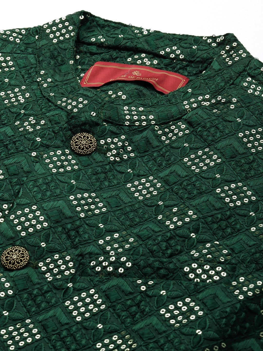 House of Pataudi Men Sequinned Rozana Kurta with Pyjamas | Grocsy