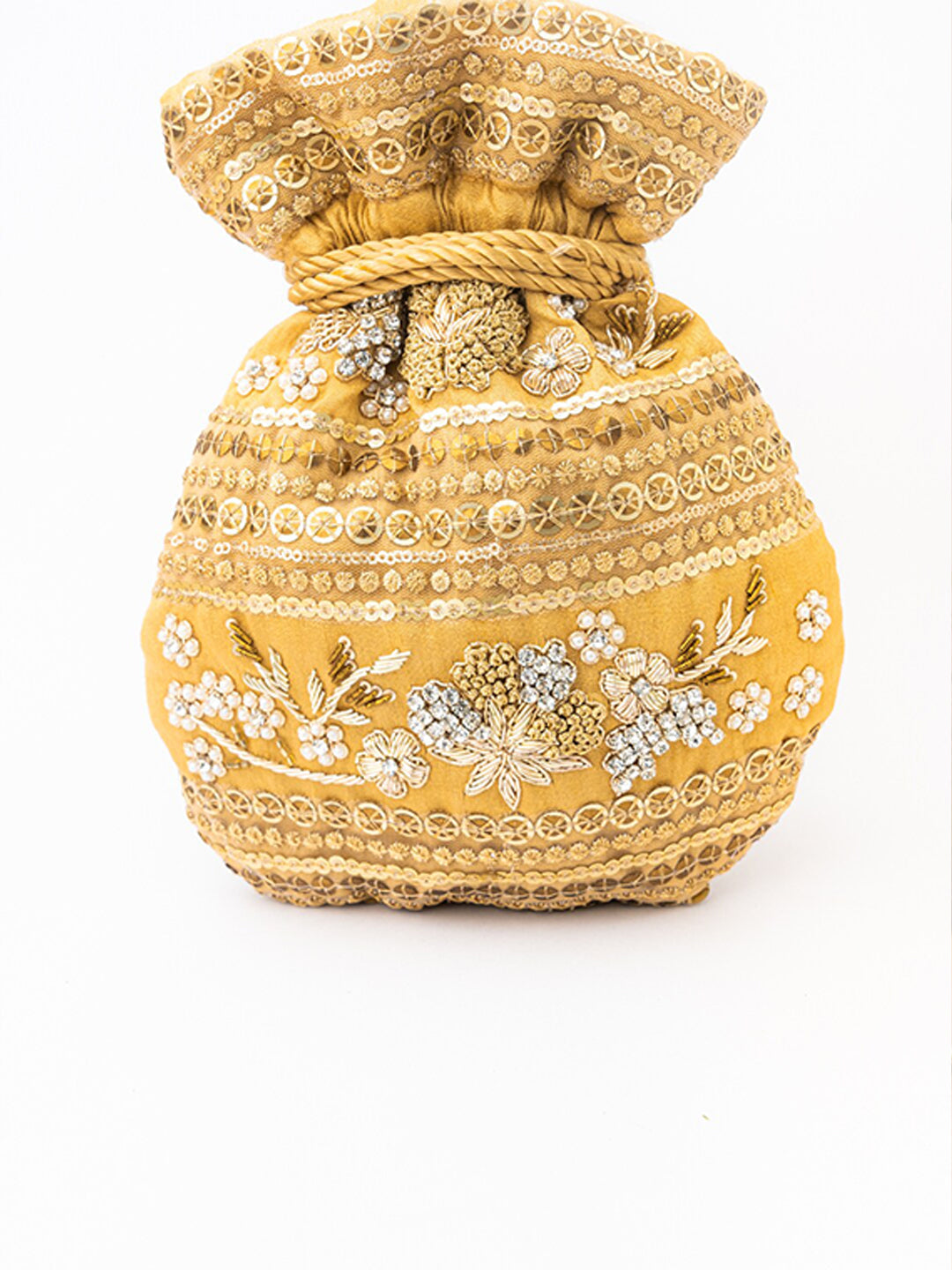 NR By Nidhi Rathi Women Gold Embroidered Potli Bag | Grocsy