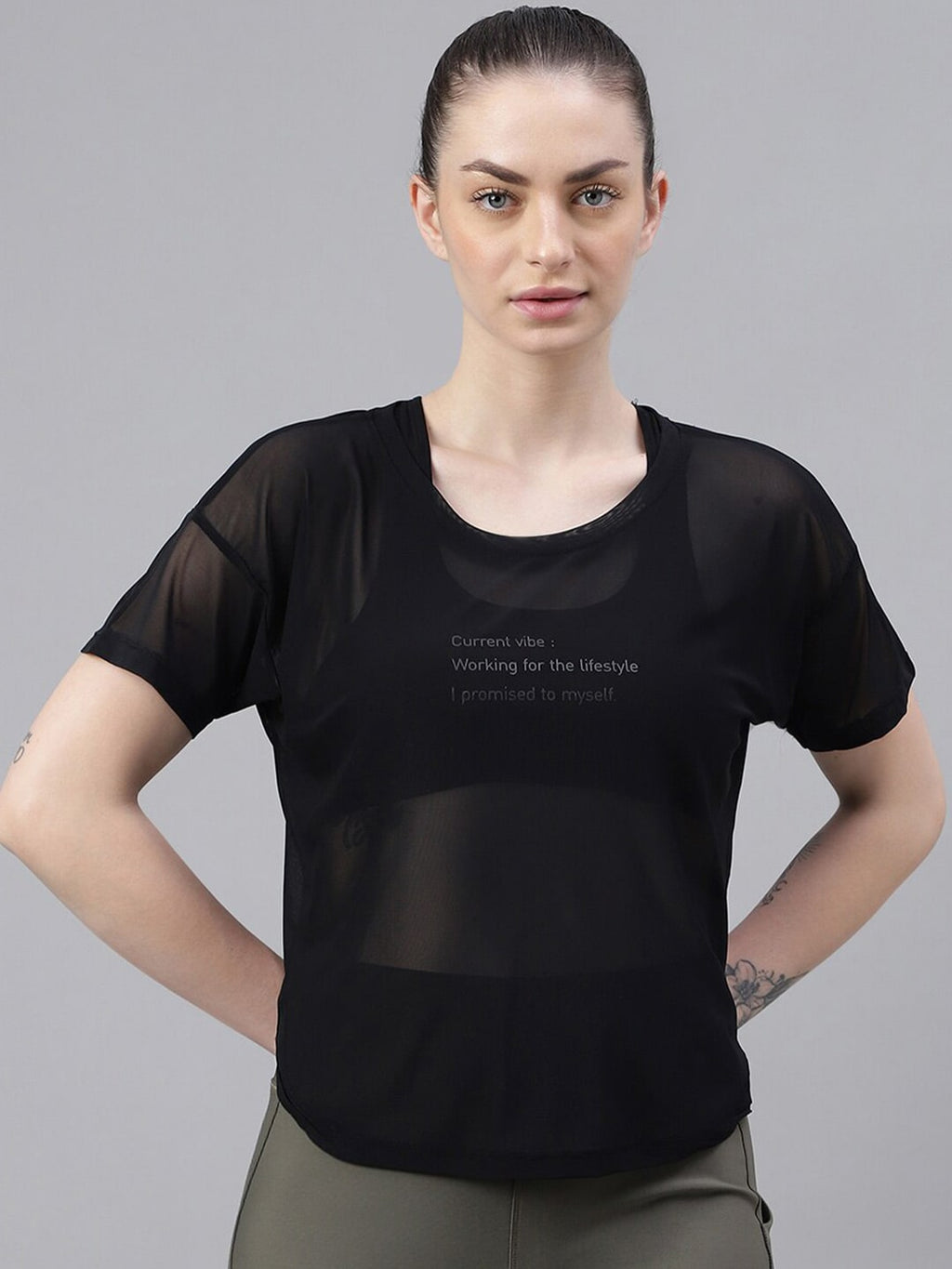 MKH Dri-FIT Typography Printed Drop Shoulder Sleeves T-Shirt | Grocsy