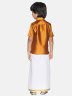 Sethukrishna Boys Yellow & White Shirt with Dhoti | Grocsy