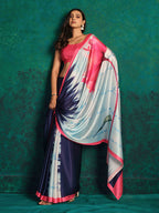 Sangria Printed Satin Saree | Grocsy