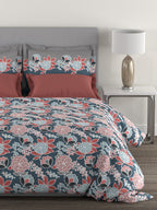 MYTRIDENT Blue Green Floral Cotton 144 TC Queen Bedsheet With 2 Pillow Covers | Grocsy