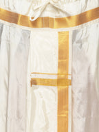 Sethukrishna Men Cream-Coloured & Gold-Coloured Solid Art Silk Dhoti Pants | Grocsy