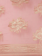 Saree Mall Pink Floral Linen Blend Banarasi Saree | Grocsy