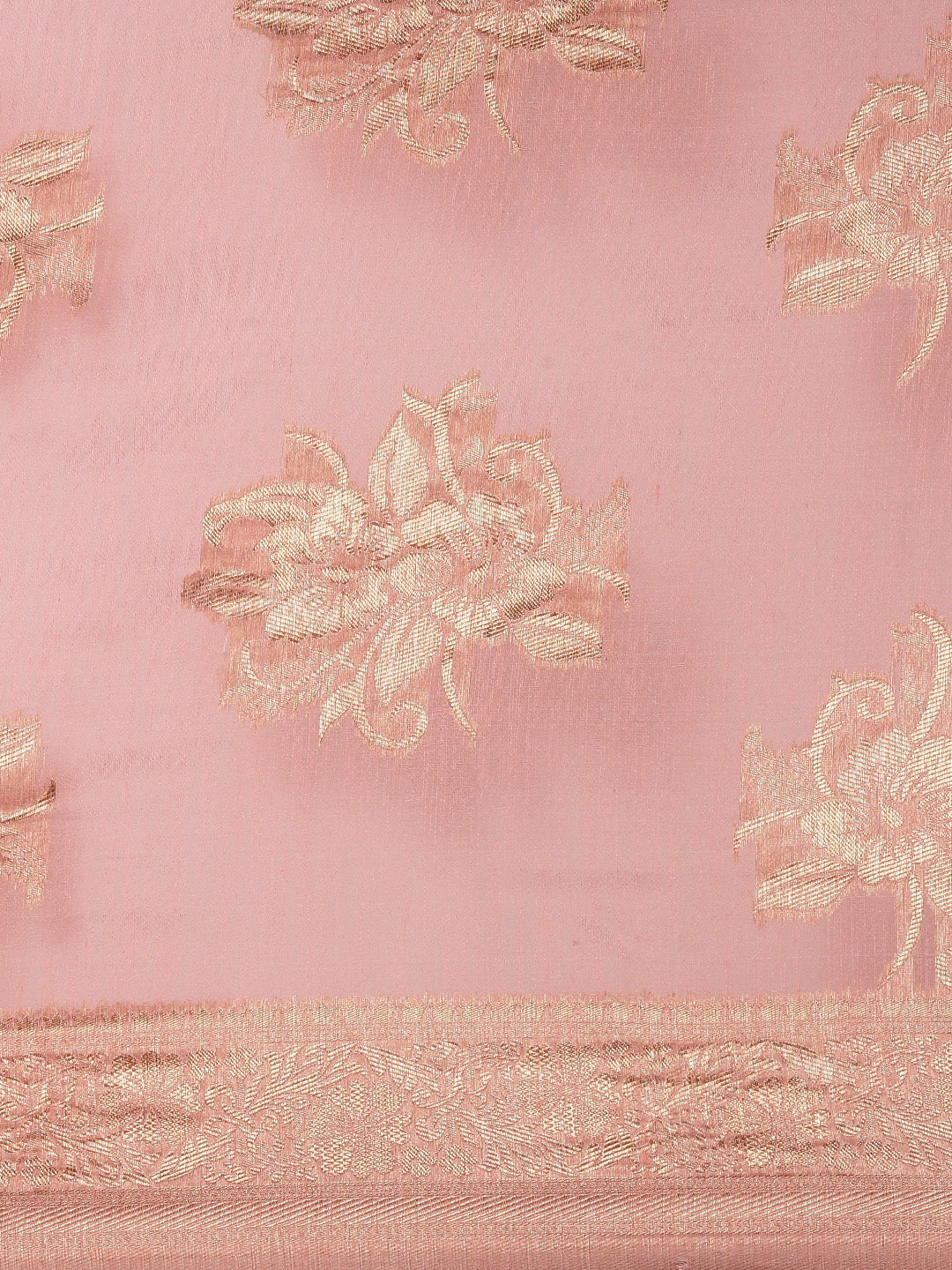 Saree Mall Pink Floral Linen Blend Banarasi Saree | Grocsy