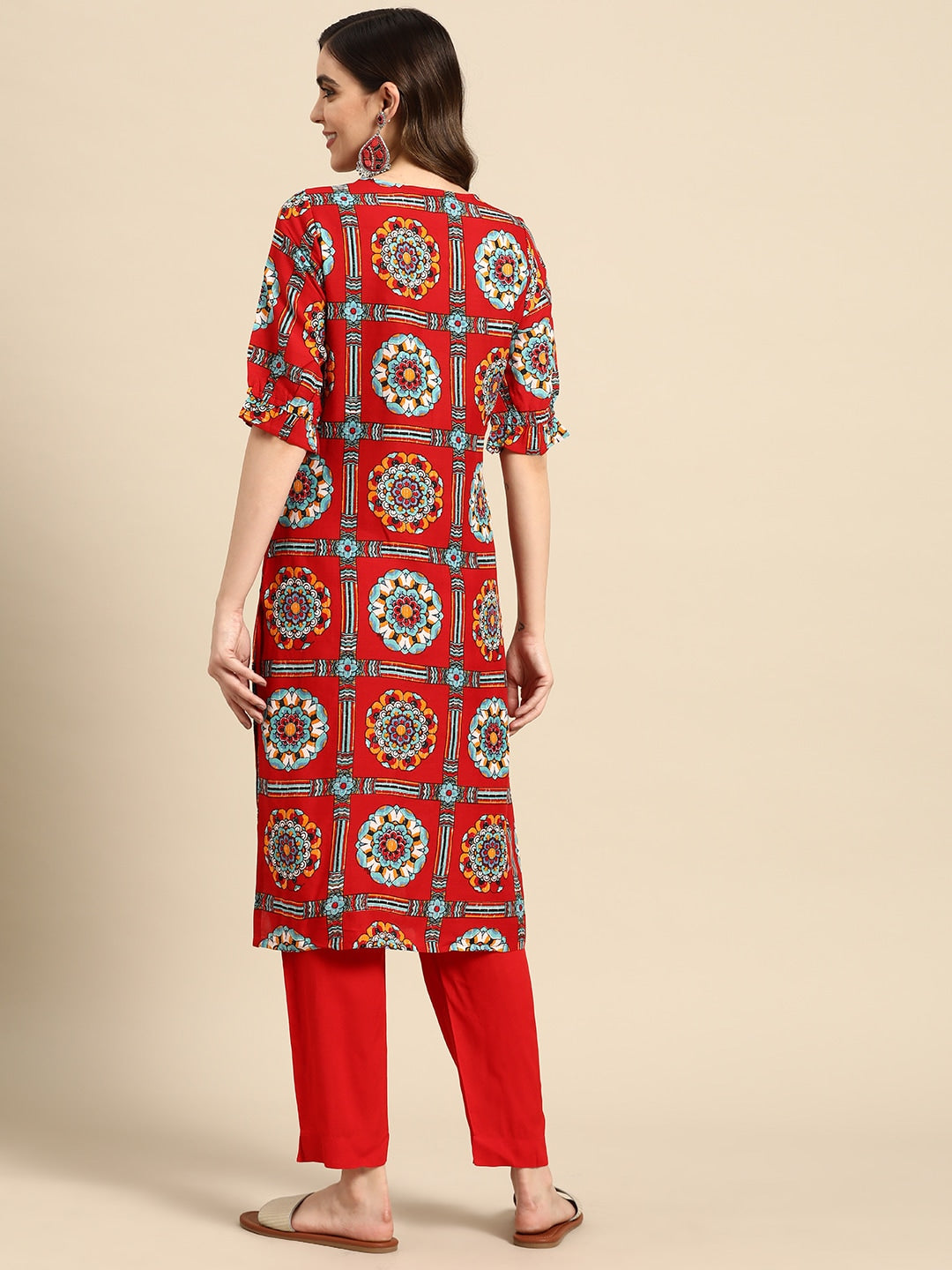 Sangria Women Ethnic Motifs Printed Kurta with Trousers | Grocsy