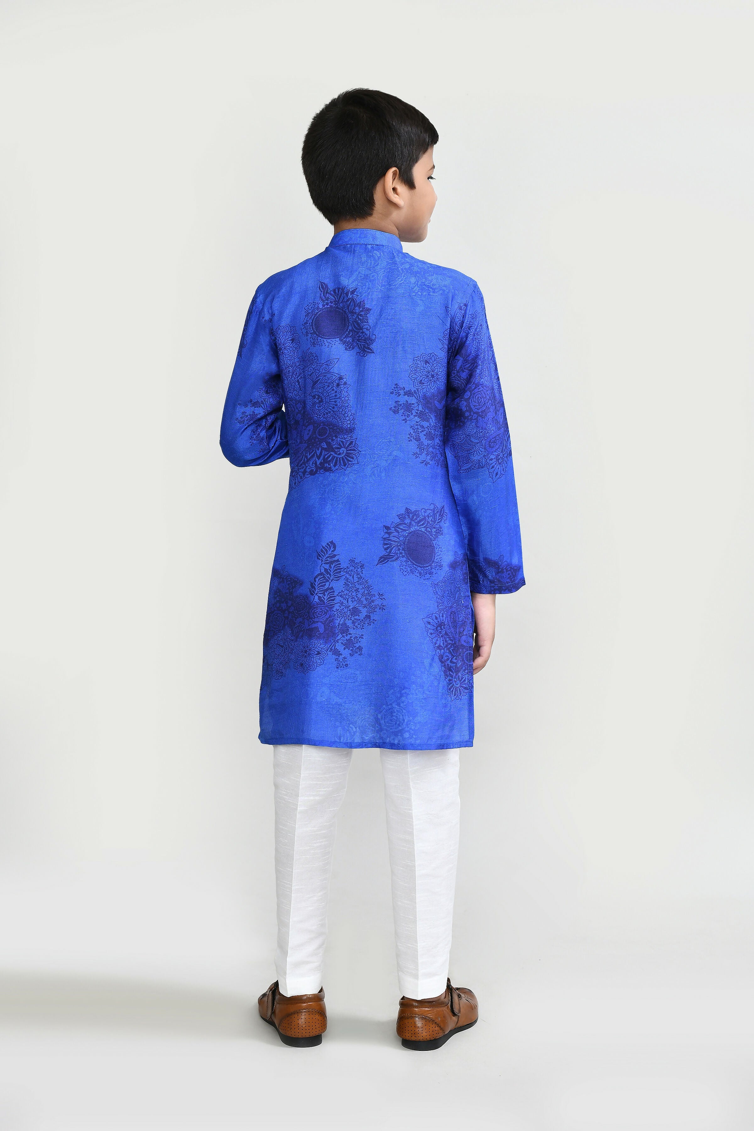 Joban Fashion Cotton Silk Royal Blue Kurta With Straight Fit Pant | Grocsy
