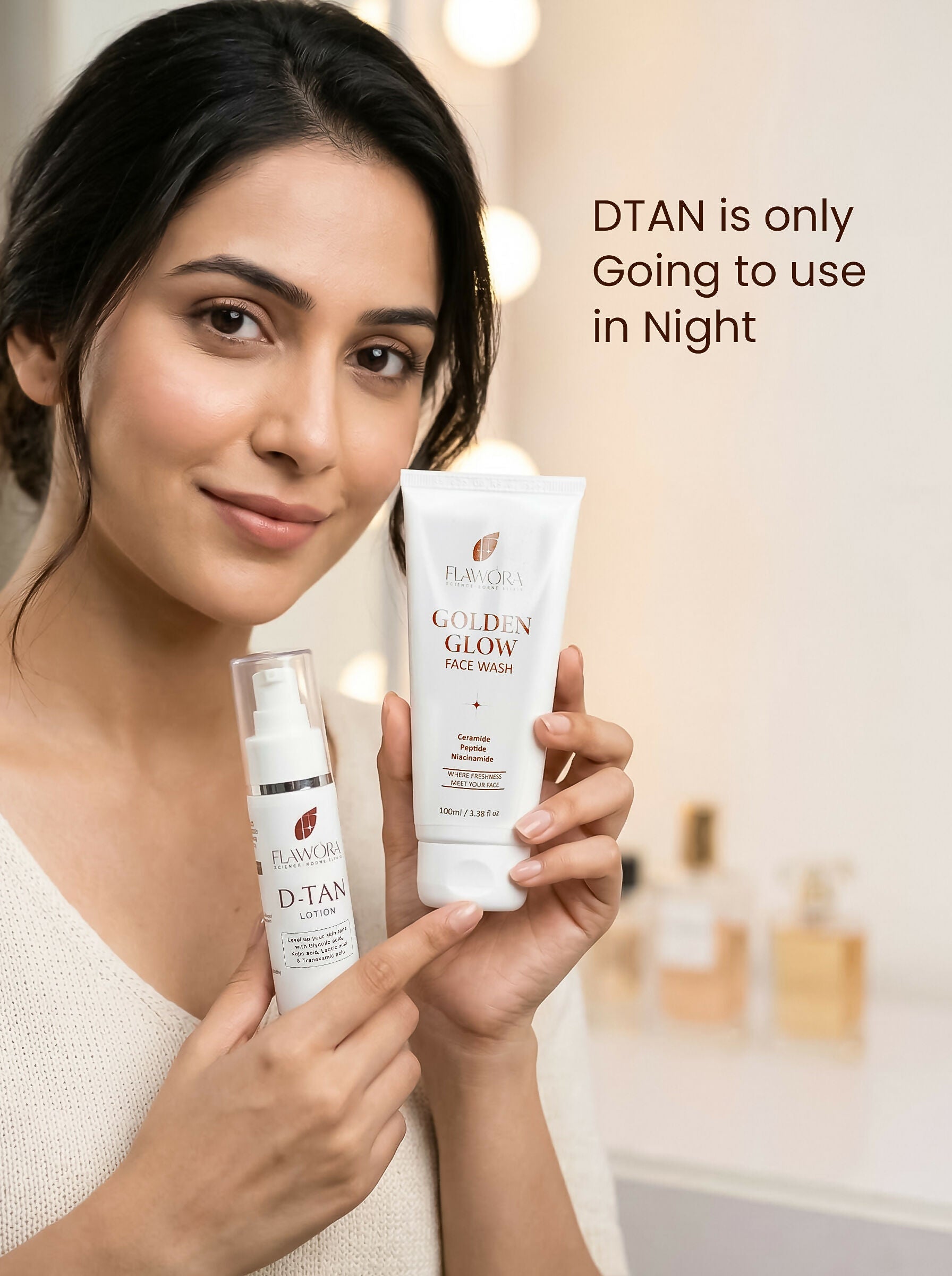 Flawora Set of Golden Glow Face Wash and D-Tan Lotion | Grocsy
