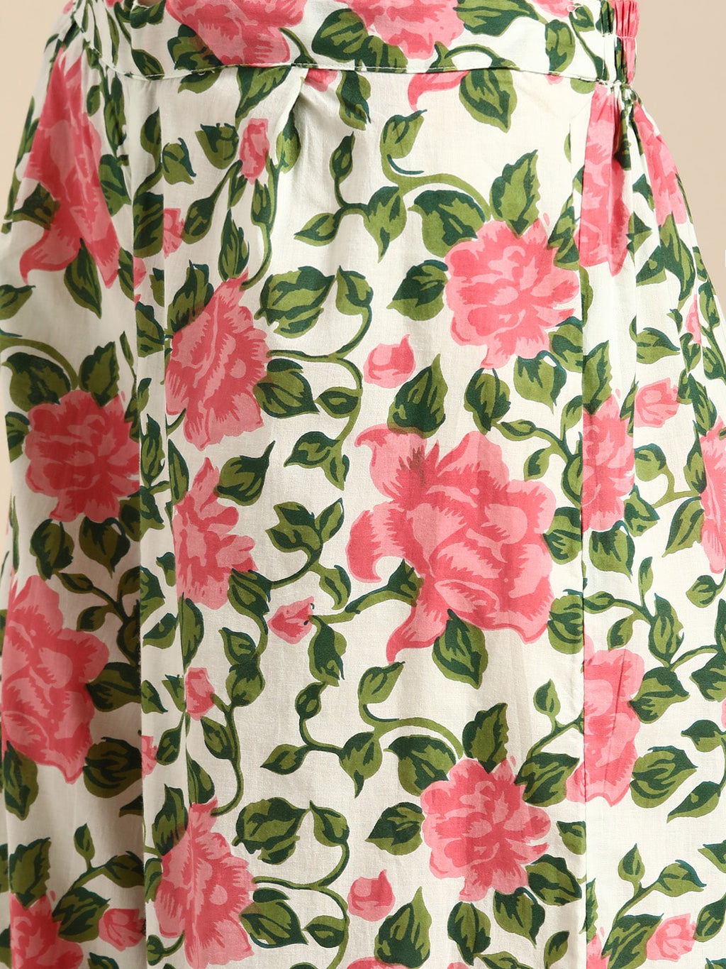 Sangria Women Pink Floral Printed Lace Inserts Pure Cotton Kurta with Sharara & Dupatta | Grocsy