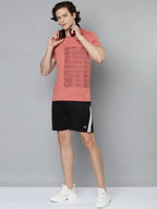 Alcis Men Pink Typography Printed Slim Fit Running T-shirt | Grocsy