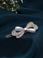 Panash Women Gold-Toned & White Embellished Bumpit Hair Pin | Grocsy