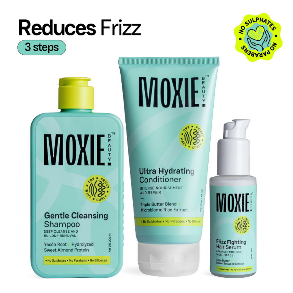 Moxie Beauty Ditch-The-Frizz Trio - Shampoo, Conditioner & Hair Serum | Grocsy