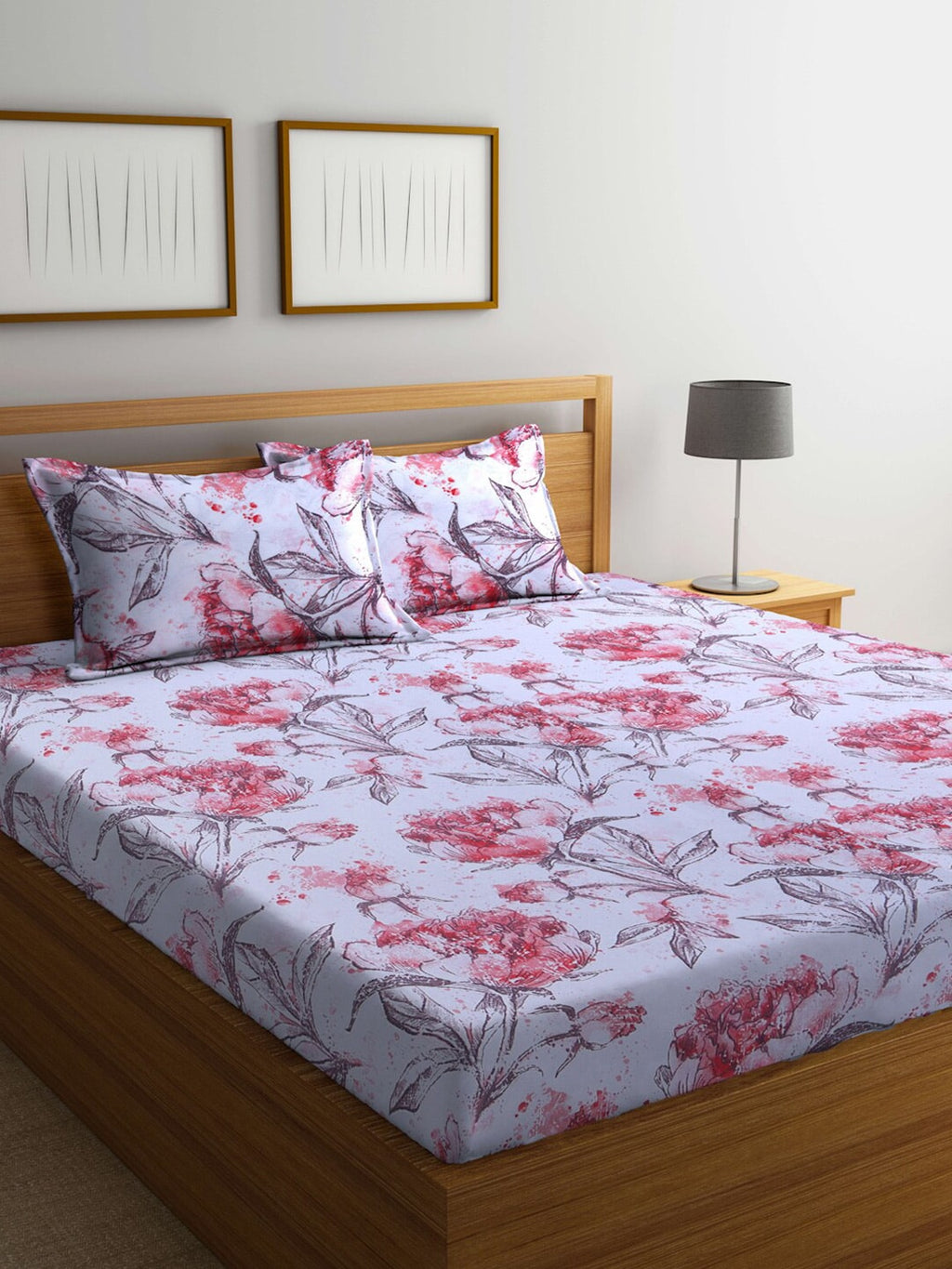 BOMBAY DYEING Floral Printed 100 TC Cotton Queen Bedsheet with 2 Pillow Covers | Grocsy