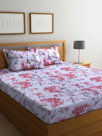 BOMBAY DYEING Floral Printed 100 TC Cotton Queen Bedsheet with 2 Pillow Covers | Grocsy