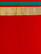 Saree Mall Red & Gold-Toned Silk Cotton Colourblocked Kanjeevaram Saree | Grocsy