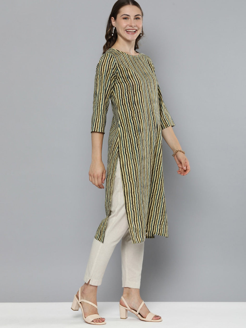 HERE&NOW Striped Kurta | Grocsy