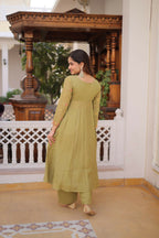 Teeya Creation Womens New Fancy Mul Chanderi With Embroidered Work Gown Set | Grocsy