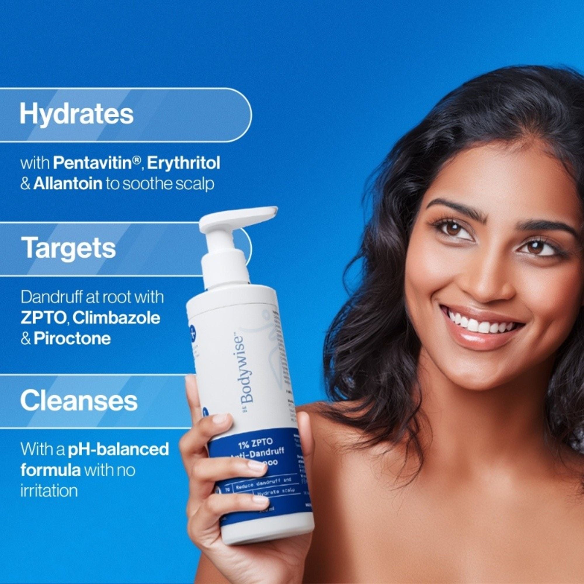 BeBodywise ZPTO Anti Dandruff Shampoo - Reduces Dandruff, Flaking & Deeply Hydrates Scalp | Grocsy