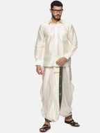 Sethukrishna Men Cream Solid Dhoti Pant | Grocsy