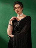 Sangria Embellished Satin Saree | Grocsy