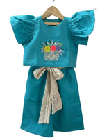 ArthLife Blue Flower Embroidered Co-Ord Set | Grocsy