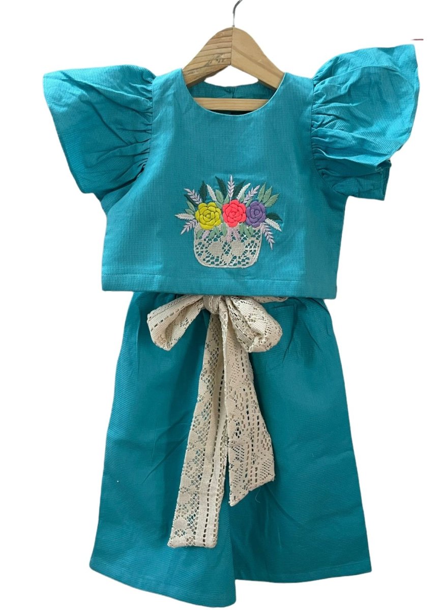 ArthLife Blue Flower Embroidered Co-Ord Set | Grocsy