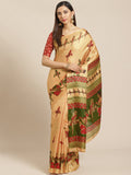 Saree Mall Beige & Red Printed Saree | Grocsy