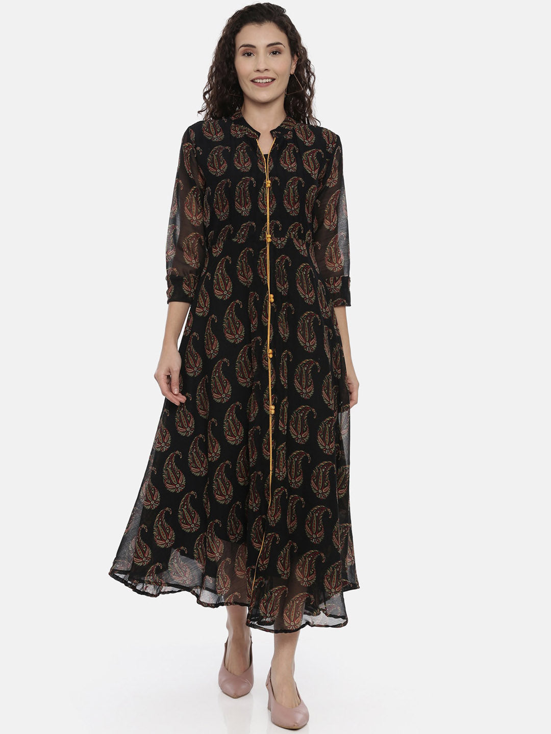 Souchii Women Black Printed A-Line Dress | Grocsy
