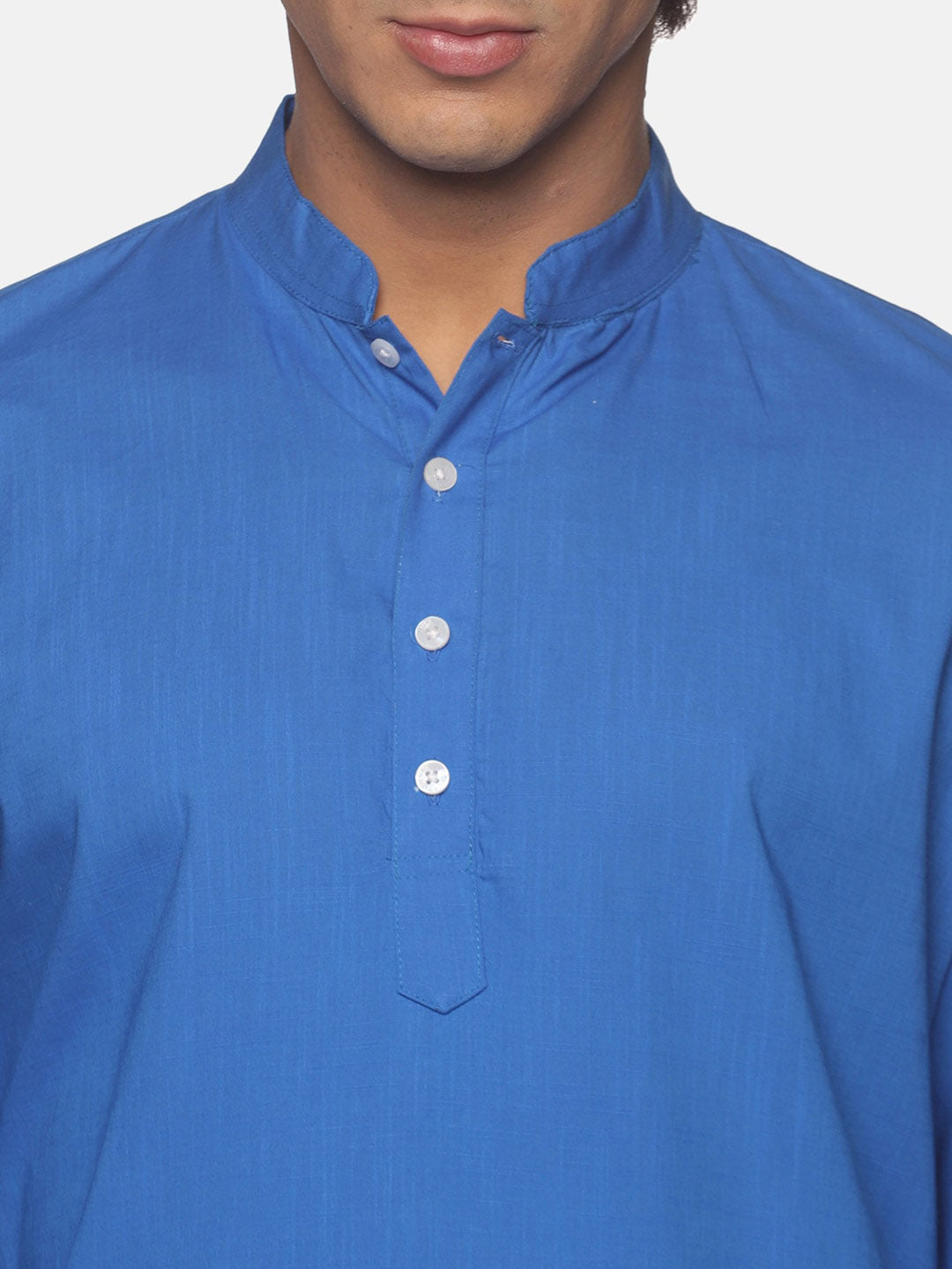 Sethukrishna Men Blue Pure Cotton Kurta with Pyjamas | Grocsy